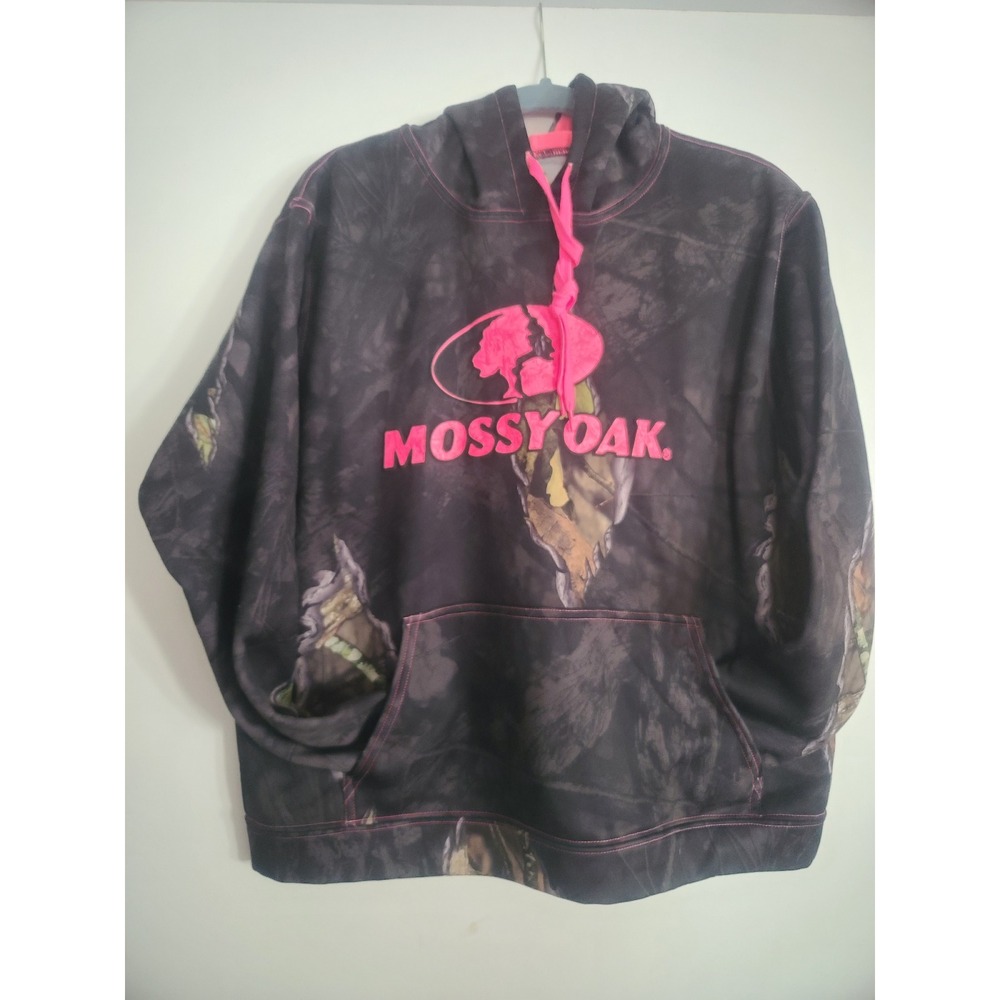 Mossy Oak Camo Hoodie Pink Logo Pullover Sweatshirt XL Camouflage Gorpcore Hunt